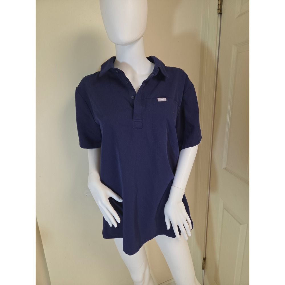 FIGS Technical Collection Mens Navy Blue Scrub Polo Shirt Size Medium